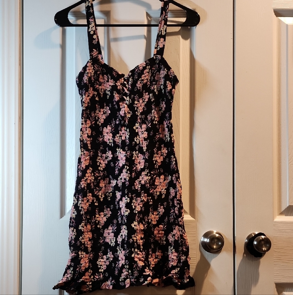 Guess? Black Dress with Pink and Yellow Floral Design
